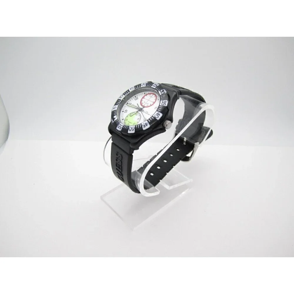 Vtg Men's Guess Quartz WR Analog 38mm Dial Causal Round‎ Watch (F41)